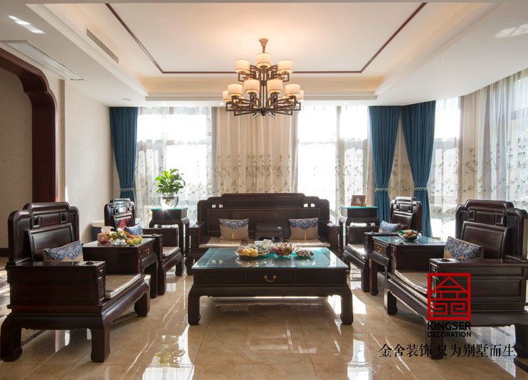 江南新城400平新中式風(fēng)格別墅裝修實景