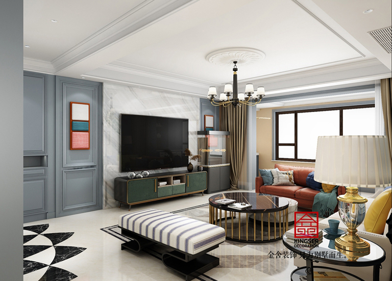 榮盛華府-美式風格-客廳