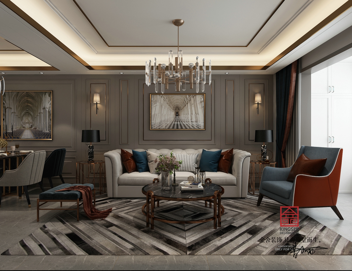 融創中心125平米輕奢風格裝修效果圖