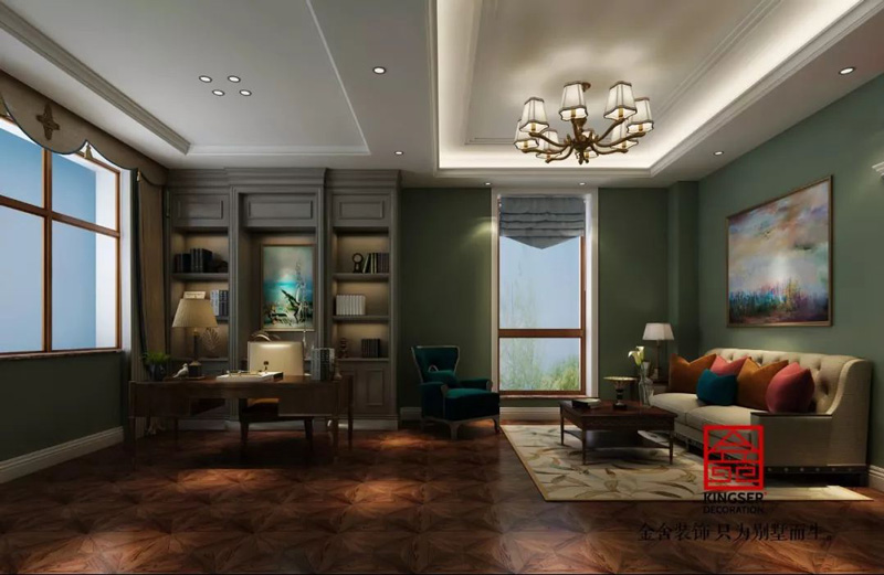 自建別墅800平米裝修-美式風格-書房