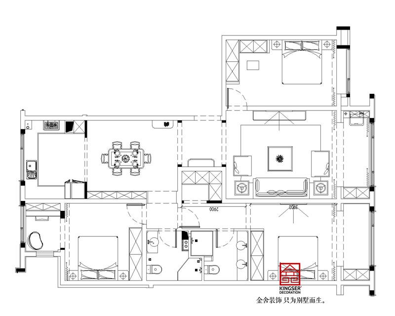 融創中心180平米新東方風格裝修戶型分析