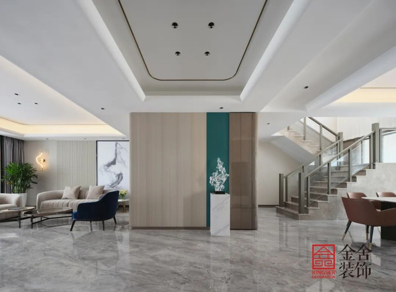 榮盛華府300㎡現代輕奢風格裝修實景圖