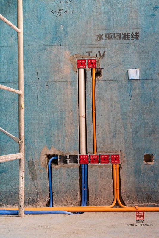 石家莊榮盛御府裝修水電階段施工現場