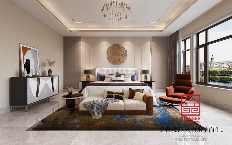 衡水漢王府別墅裝修現代法奢風格臥室效果圖