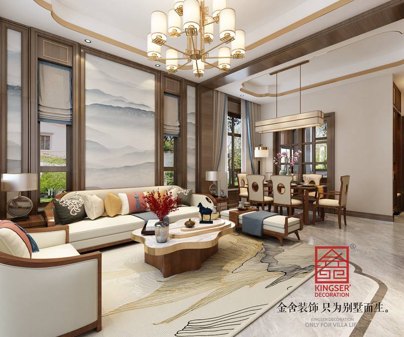 碧桂園新中式風(fēng)格客廳裝修效果圖