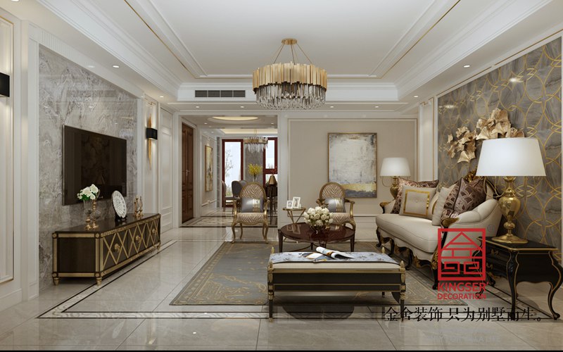 榮盛華府歐式風(fēng)格客廳裝修設(shè)計(jì)