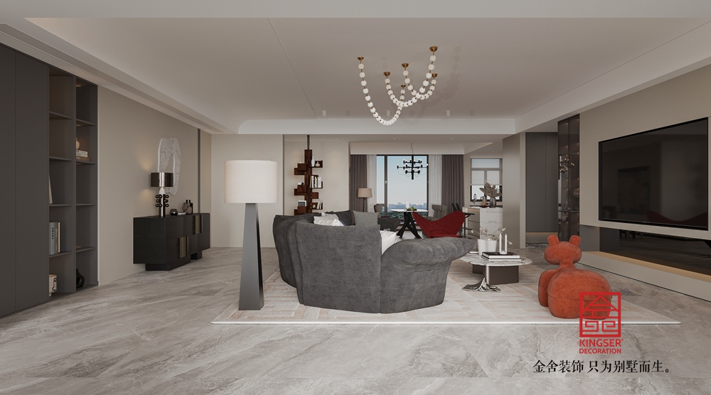 高新苑269平米現(xiàn)代簡約裝修-客廳